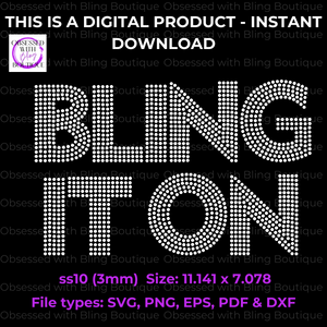 "Bling It On" Rhinestone Template - Digital Download
