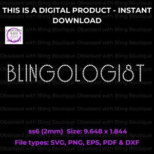 "Blingologist" Rhinestone Template - Digital Download