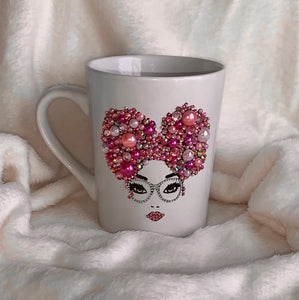 Custom Rhinestone and Pearl Embellished Diva Mugs