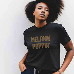 "Melanin Poppin'" Rhinestone T-shirt