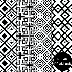 Black and White Seamless Digital Paper Pack