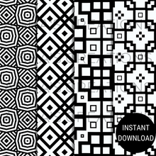 Load image into Gallery viewer, Black and White Seamless Digital Paper Pack
