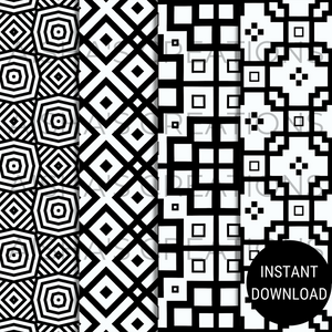 Black and White Seamless Digital Paper Pack