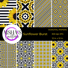 Load image into Gallery viewer, Sunflower Burst Seamless Digital Paper Pack
