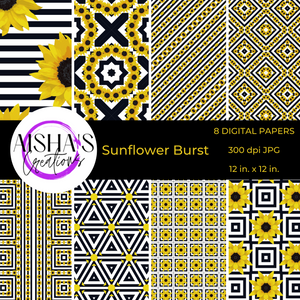 Sunflower Burst Seamless Digital Paper Pack