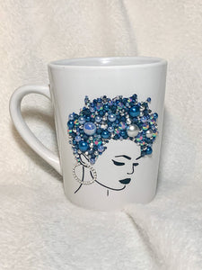 Custom Rhinestone and Pearl Embellished Diva Mugs
